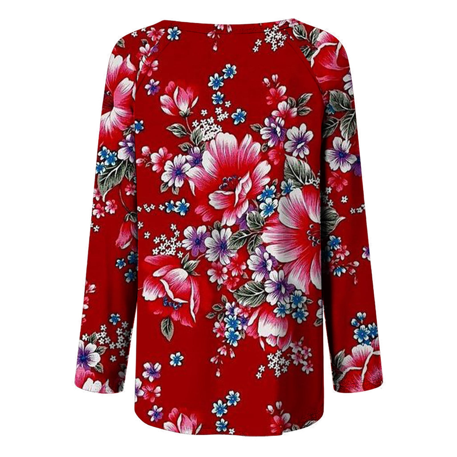 Penkiiy Chinese DongBei Style Flowers Graphic Tees Shirt for Women 