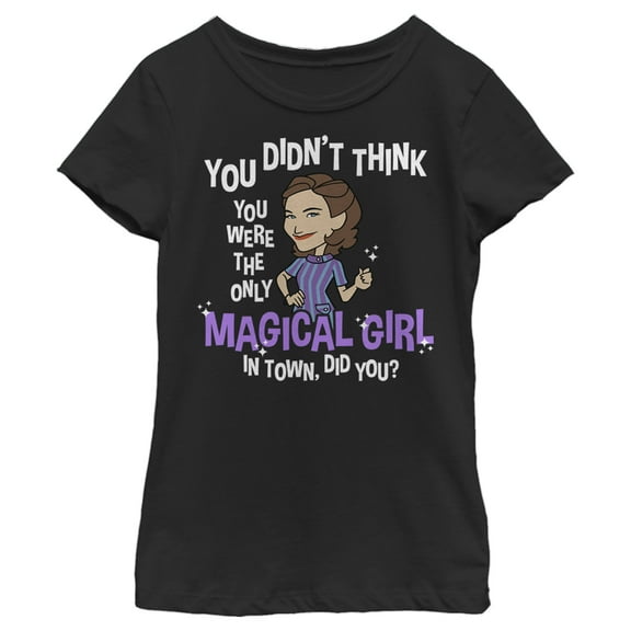 Girl's Marvel WandaVision Animated Agatha Magical Girl  Graphic Tee Black Small