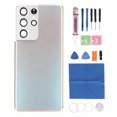 thumbnail image 1 of Back Cover Glass Replacement Phone Rear Glass Door with Pre Installed Camera Frame Tape for Galaxy S21 Ultra 5G Silver, 1 of 5