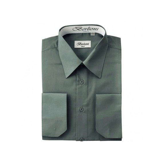 Berlioni Men's Solid Colors One Pocket Dress Shirts