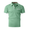 thumbnail image 6 of EHTMSAK Men's Polo Shirts Short Sleeve Henley Lapel Collar Shirts with Pocket Button Up Summer Golf T Shirts Business Fashion Big and Tall Casual Tops Green 3XL, 6 of 6