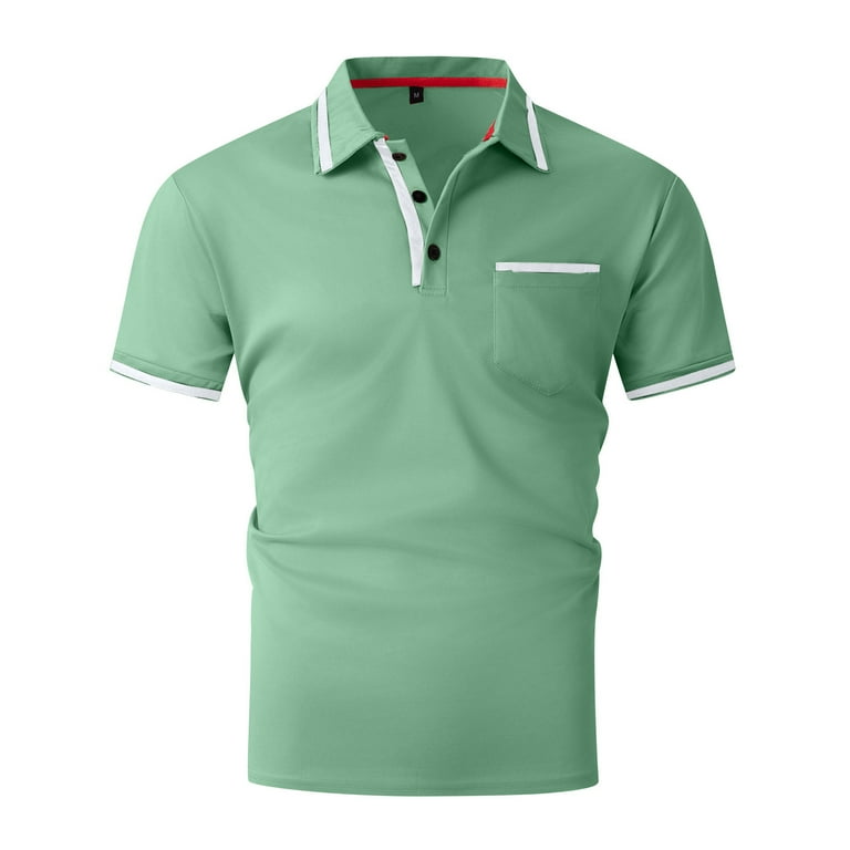Huresd Men's Golf Polo Shirts Short Sleeve Collar Shirt Green M