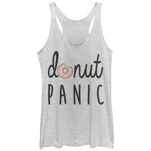 Women's CHIN UP Donut Panic  Racerback Tank Top White Heather Small