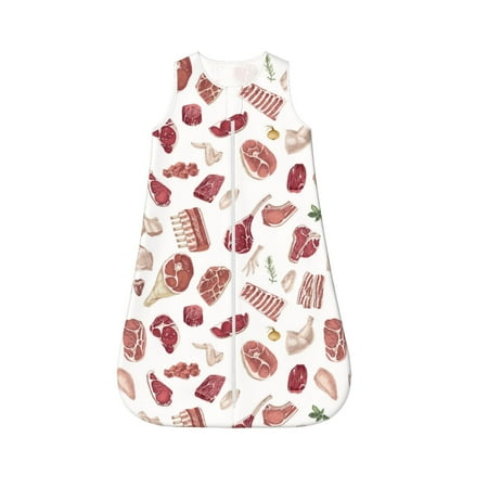 

Fotbe Different Meat Pattern Sleep Sack - Baby Wearable Blanket with Zipper Extra Soft Cotton Sleeveless Sleeping Bag for Infants-Medium