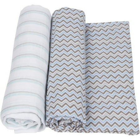 UPC: 0748252303547 | MiracleWare 3547 Blue & Gray Muslin Swaddle- 2 Pack