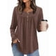 thumbnail image 4 of Camisas de Larga para Mujer, Conjuntos de Otoño, Cuello Redondo, Túnicas Casuales, Blusas de Moda, Ropa de Moda. Café L, 4 of 6