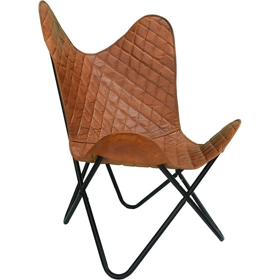 Rajeriya- Brown Leather Butterfly Chair - Living Room, Bed Room Furniture/Genuine Leather Chair/Butterfly Chair/Leather Furniture/Home & Living Chair