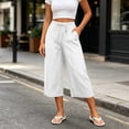 thumbnail image 2 of SwiftWear Women's Cotton Drawstring Capri Pants High Waisted Wide Leg Loose Fit Casual Summer Trousers with Side Pockets Elastic Back Waist for Beach Daily​, 2 of 8
