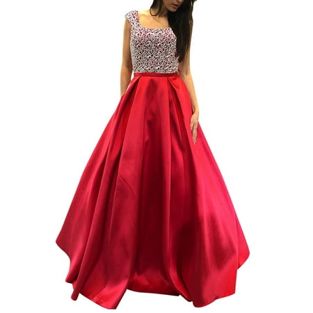 Summer Dresses For Women 2022 Womens Satin Beading Evening Party Gown