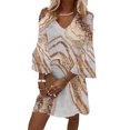 thumbnail image 1 of Txlixc Vestido estampado de 3 / 4 mangas para mujeres, vestido de verano con volantes de cuello V Txlixc moda, 1 of 6