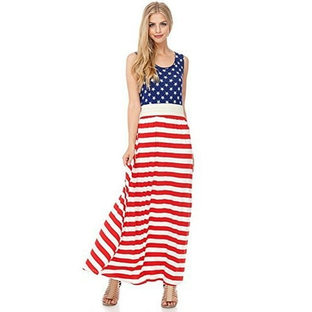 Fourever Funky - American Flag Sleeveless Fashion Maxi Dress with Band ...