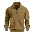 thumbnail image 4 of Zimjoy Quarter Zip Pullover Men Mock Neck Long Sleeve 1/4 Zip Pullover Mens Casual Brown Zip Up Hoodie Lightweight Winter Big and Tall Shirts for Men, Light Brown XL, 4 of 6