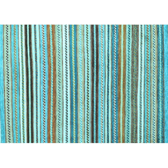 Ahgly Company Indoor Rectangle Abstract Light Blue Modern Area Rugs, 6' x 9'