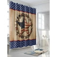 thumbnail image 3 of 4th of July Shower Curtain, Vintage American Star Bathroom Decor Curtains Set with Hooks, Navy Blue Waterproof Fabric Home Accessories， 72 X 84 Inch Extra Long, 3 of 6