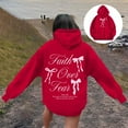 thumbnail image 2 of XIAOCHA WoMen's Valentine's Day Hoodie loose fit Long-Sleeve Hooded Pullover Bow-Accented Soft comfy Casual hoodies, 2 of 7