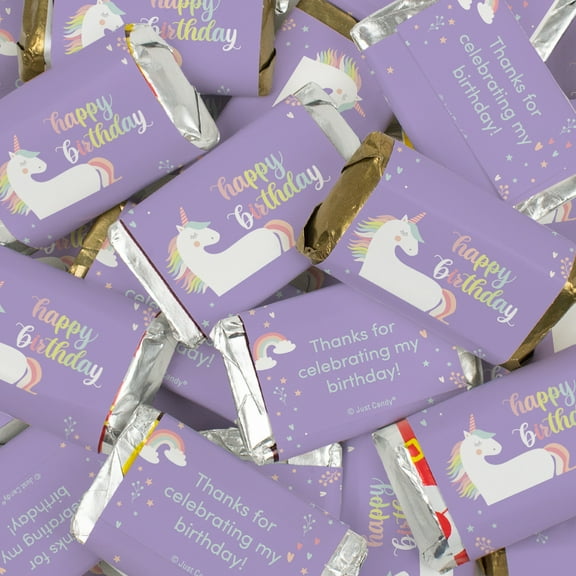 34 Pcs Unicorn Kid's Birthday Candy Party Favors Hershey's Miniatures Chocolate - No Assembly Required
