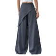 thumbnail image 5 of Women Wide Leg Baggy Flowy High Waisted Pants Loose Fit Casual Cozy Cute Y2k Trousers Gray L, 5 of 10