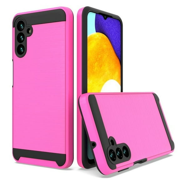 Brushed Textured Hybrid Armor Case for Samsung Galaxy A13 5G - Hot Pink