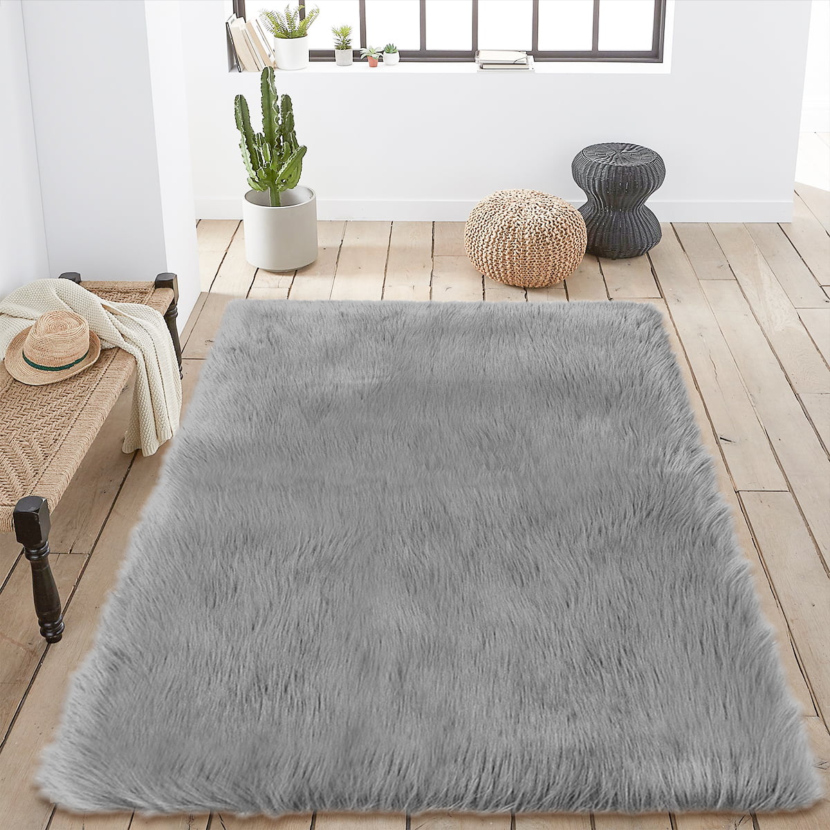 Faux Fur Area Rug Hairy Shaggy Rugs Luxury Large Faux Sheepskin Carpets Washable 