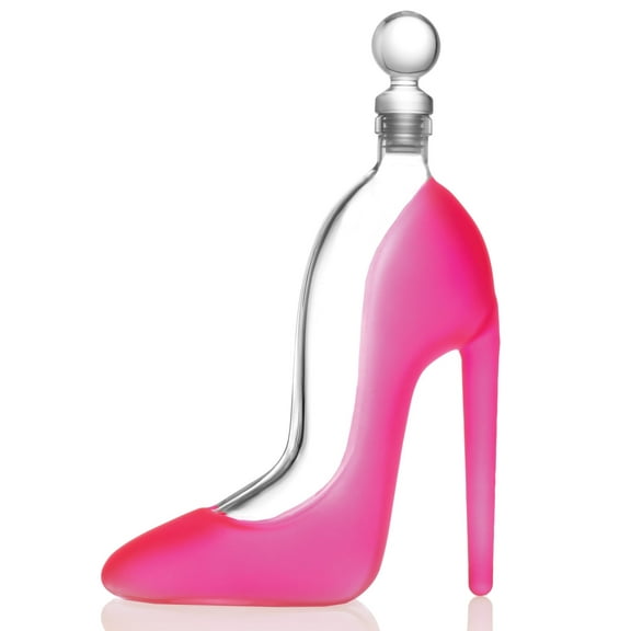 Godinger Whiskey Decanter, High Heel Whiskey Decanter, Pink Liquor Decanter, Wine Decanter Carafe, Runway Collection, 22oz