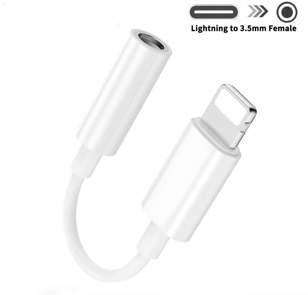 Adapter for iPhone 7 Headphone Adaptor to 3.5mm Converter Earphone for iPhone X/Xs/XS max/8/8 Plus 7/7 Plus Headphone Cable Splitter Audio Jack Headphone Cable Earbud Adapter Support iOS 12 or Later