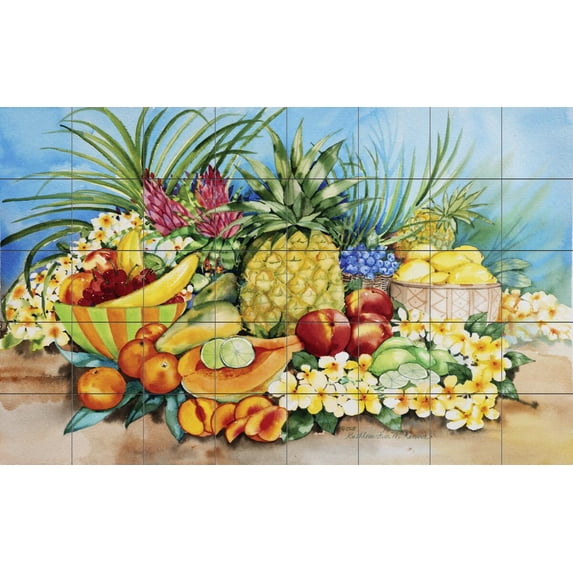 Tile Mural Kitchen Backsplash - Tropical Fruit - by Kathleen Parr McKenna