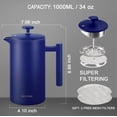 thumbnail image 3 of Cafetera French Press Secura de acero inoxidable de doble pared, 1 litro, 3 of 7