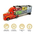 thumbnail image 3 of Large Toy Truck Transport Vehicle Set with 6 Metal Alloy Stylish Friction Powered Racing Cars for Toddlers, Kids, Children, 3 of 7
