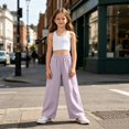 thumbnail image 5 of CPNG Girls Sweatpants Elastic High Waist Straight Wide Leg Baggy Pants Loose Fit Lightweight Breathable Street Style Casual Pants, 5 of 6