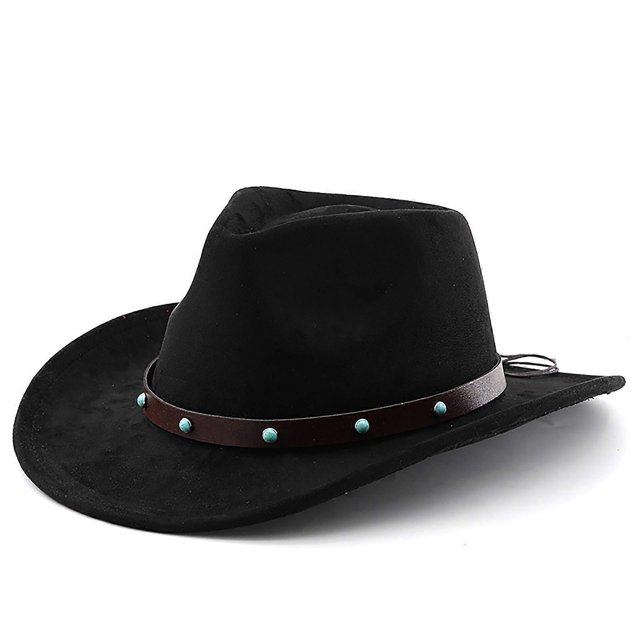 Western Denims Hat Belt Decorated Hat Sun Protecting Hat Wide Border Hat for Photography Stage Props rose red