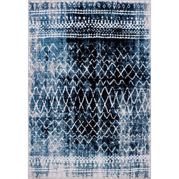 Ladole Rugs Everest Collection Verona Traditional Trellis Pattern European Beautiful Indoor Mat in Turquoise and Black, 2x3(1'7" x 2'7", 50cm x 80cm)
