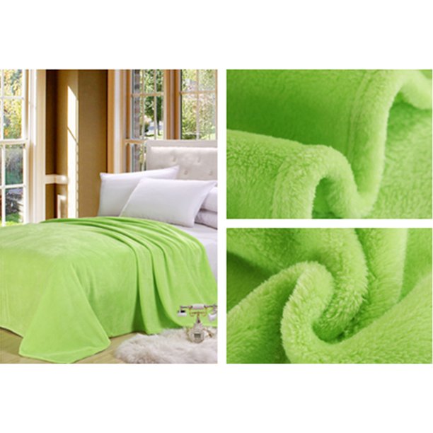 PiccoCasa Super Soft Flannel Fleece Throw Blanket, Queen, Lime Green