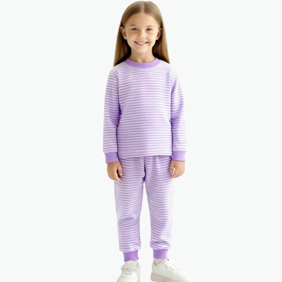 Conjuntos de blusas y camisas de cuello redondo y manga larga para niños, conjunto de pijama informal cálido de manga larga y pantalones largos para el hogar, conjunto de dos piezas para niños, conjun