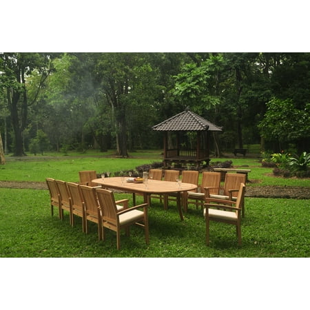 Grade-A Teak Dining Set: 12 Seater 13 Pc: 118" Double ...