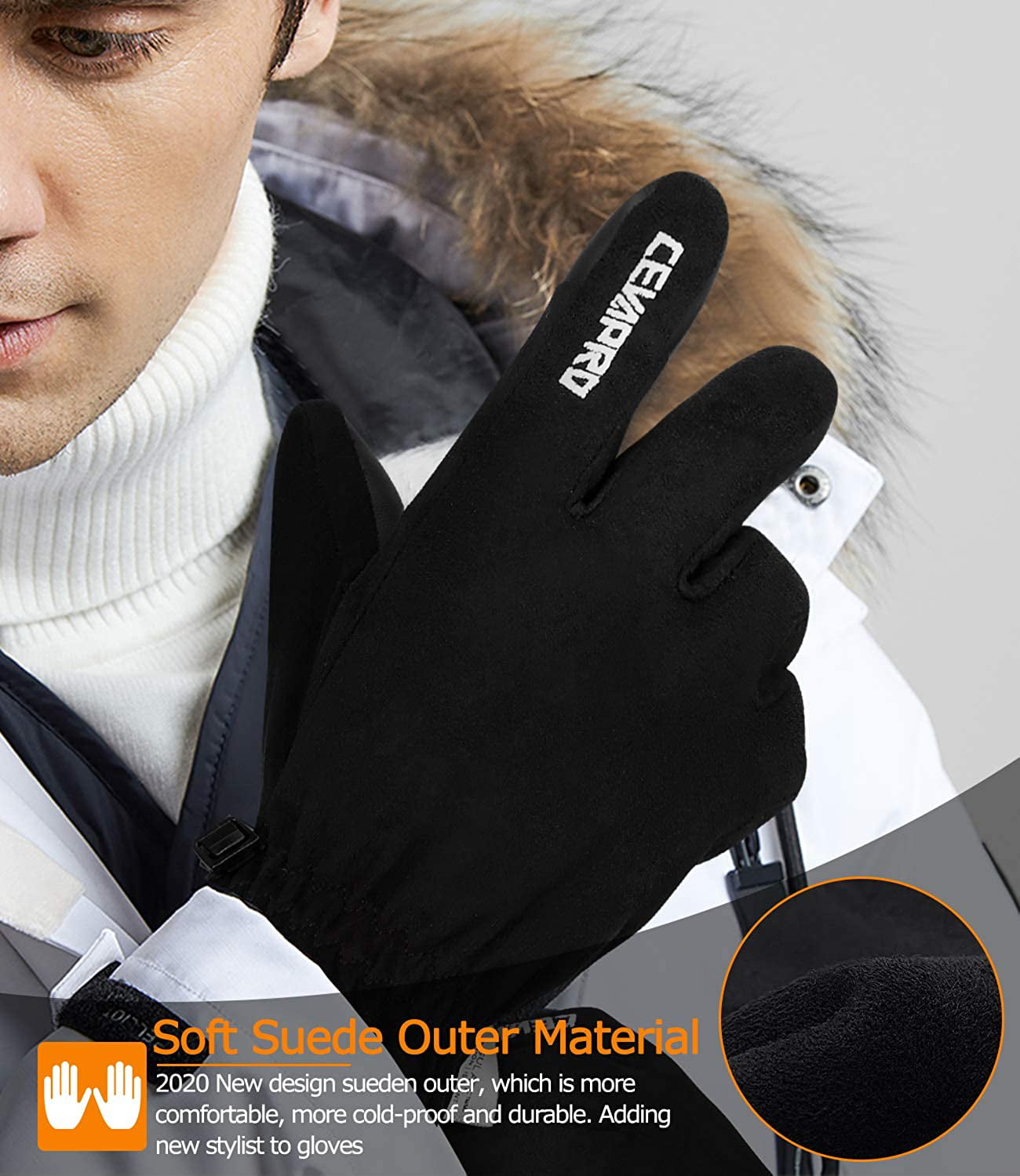 Winter Gloves Men Women for Snowboarding Cevapro 40℉ Waterproof Ski Gloves 