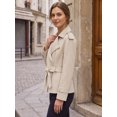thumbnail image 4 of INSPIRE CHIC Elegant Women's Trench Coat Double Breasted Belted Lapel Outerwear for Spring and Urban Wear L Natural White, 4 of 6