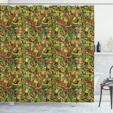 Ambesonne Mexican Shower Curtain, Cartoon Cultural Doodle, 69"Wx84"L, Multicolor