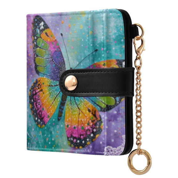 Qxltty Monarch Butterfly Ladies Wallet Rfid Slim Thin Compact Credit Card Women Wallet Zipper Coin Pocket and ID Window for Female Gifts