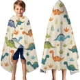 thumbnail image 3 of Beige Dinosaurs Plants Leaves Pattern Hooded Bath Towel，60"x35" for Ages 3 To 12 Kids, Quick Dry Lightweight Soft Microfiber Hood Beach Towel Cover Up for Kids, 3 of 7