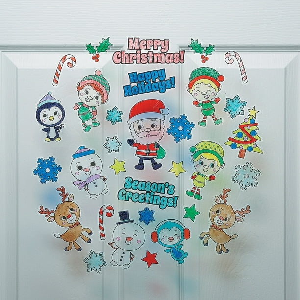 Color Your Own Christmas Window Clings Craft Kits 24 Pieces