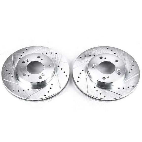 Power Stop Front Pair of Drilled and Slotted Brake Rotors JBR528XPR