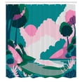 thumbnail image 2 of Ambesonne Landscape Shower Curtain, Lake View Nature Scene, 69"Wx75"L, Pink and Teal, 2 of 4