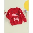 thumbnail image 5 of Aojekbee Baby Girl Christmas Sweaters Classic Long Sleeve Letter Embroidery Knit Pullover Toddler Fall Tops, 5 of 10
