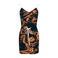 thumbnail image 4 of Vestidos de mujer Estampado de verano Casual con cuello en V Sin mangas Vacaciones en la playa Vendaje Bolsillos con cordón Mini vestido Fridja  hjkh6051, 4 of 5