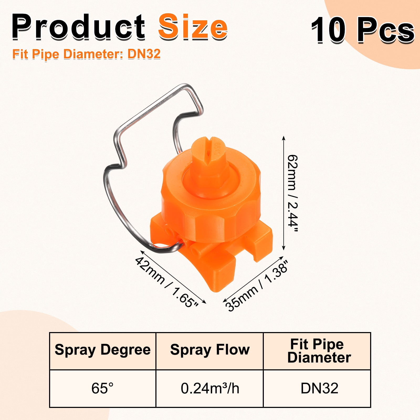 Uxcell 10 Pack Flat Fan Spray Tip, 65 Degree Spray Nozzle with Clip Adjustable Plastic Yellow Nozzles Fit 1-1/4" Hose, 0.24 Cubic Meters Per Hour