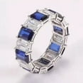 thumbnail image 2 of 3Ct Emerald Cut Lab Created Blue Sapphire Eternity Wedding Band Ring 14K White Gold Plated 925 Sterling Silver, 2 of 2