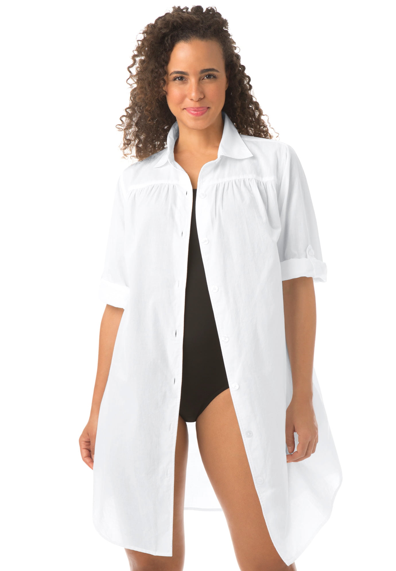 Swimsuits for All Womens Plus Size Beach Cover Up Button Up Shirt 
