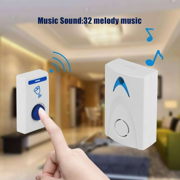 504D LED Wireless Chime Door Bell Doorbell & Wireles Remote control 32 Tune Songs White Home Security Use Smart Door Bell