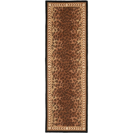 SAFAVIEH Chelsea Doriane Geometric Borders Wool Runner Rug  Black/Brown  2ft 6in x 12ft 