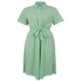 thumbnail image 4 of Femmes Midi Habillé Floral Bouton Up Split Robe V Cou Manches Courtes Plage Partie une Ligne Robe Jaune M, 4 of 6